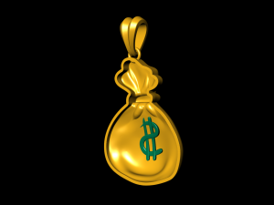 gold money bag pendant Modello di stampa 3D
