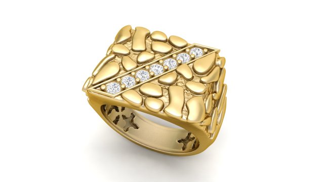 gents diamond nugget ring 01 3D प्रिंट मॉडल .c4d .max .obj .3ds .fbx .stl .blend 
