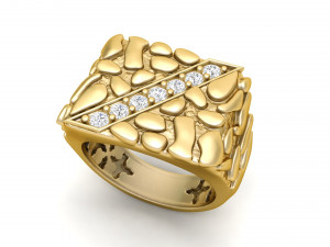gents diamond nugget ring 01 3D प्रिंट मॉडल