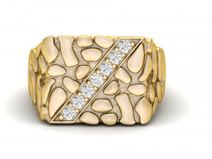 gents diamond nugget ring 01 3D प्रिंट मॉडल