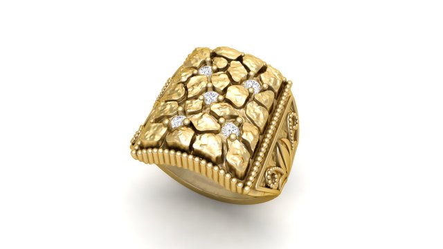 gents diamond nugget ring 02 3D प्रिंट मॉडल .c4d .max .obj .3ds .fbx .stl .blend 