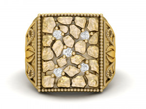 gents diamond nugget ring 02 3D प्रिंट मॉडल