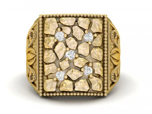gents diamond nugget ring 02 3D Print Model