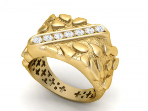 gents diamond nugget ring 03 3D-Druckmodell