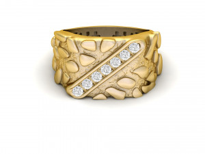 gents diamond nugget ring 03 Model do druku 3D