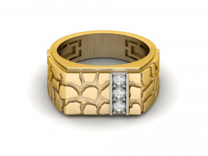 gents diamond nugget ring 04 Modèles 3D en vedette