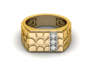 gents diamond nugget ring 04 3D Print Model