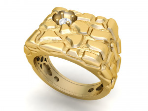 gents diamond nugget ring 05 3D Print Model