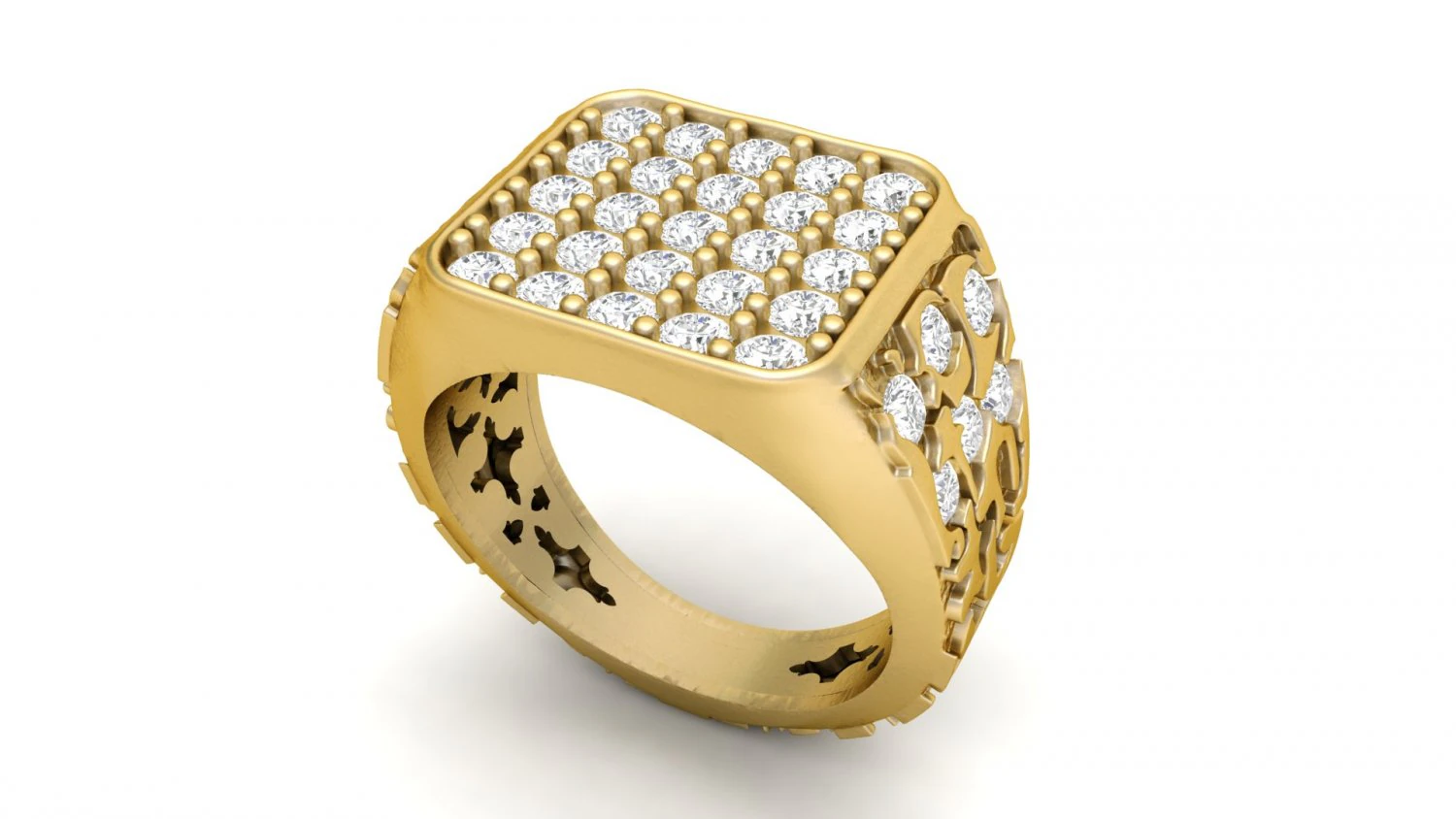 gents diamond nugget ring 06 3D Print Model .c4d .max .obj .3ds .fbx .stl .blend
