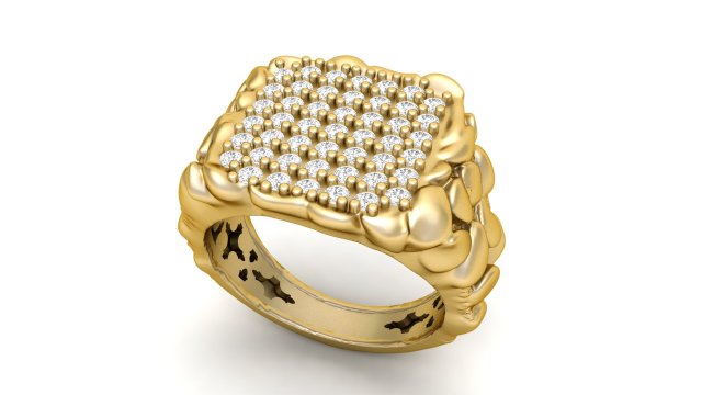 gents diamond nugget ring 07 Model do druku 3D .c4d .max .obj .3ds .fbx .stl .blend 