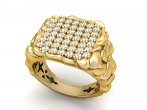 gents diamond nugget ring 07 Modèles 3D en vedette