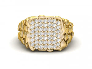 gents diamond nugget ring 07 3D Print Model