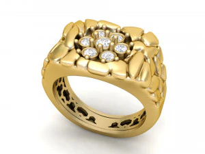 anello con pepita di diamanti da uomo 09 Modello di stampa 3D
