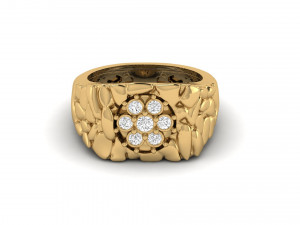 gents diamond nugget ring 09 3D 打印模型