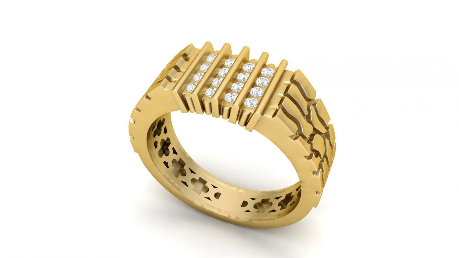 gents diamond nugget ring 10 3D Print Model .c4d .max .obj .3ds .fbx .stl .blend 