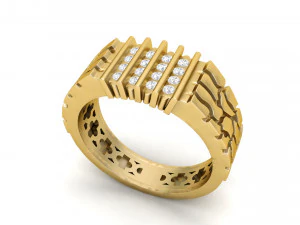 gents diamond nugget ring 10 3D Print Model