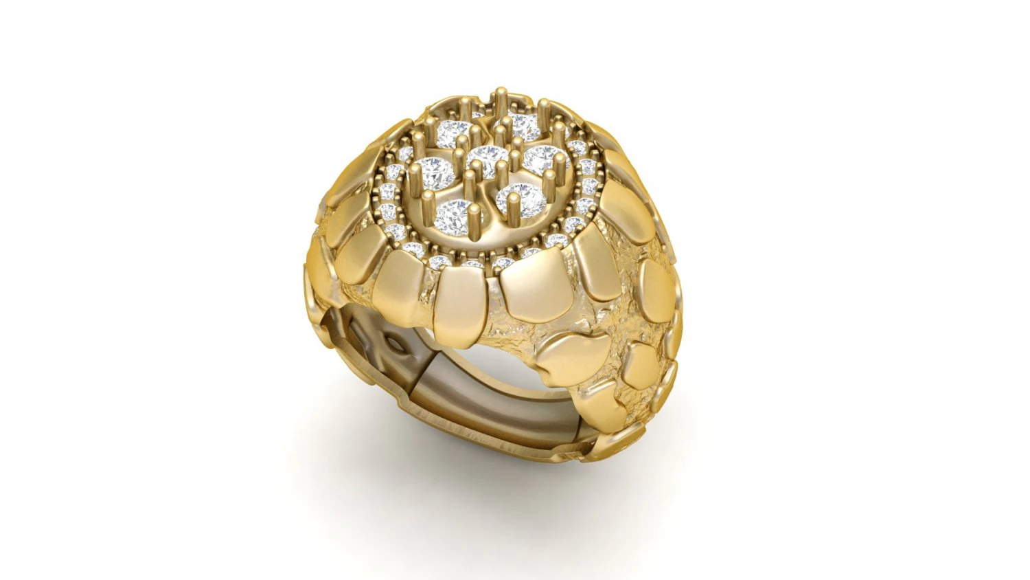 gents diamond nugget ring 11 3D Print Model .c4d .max .obj .3ds .fbx .stl .blend 