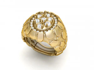 メンズ ダイヤモンド ナゲット リング 11 3Dプリントモデル