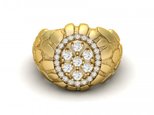 gents diamond nugget ring 11 Modèles 3D en vedette