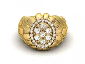 gents diamond nugget ring 11 3D Print Model