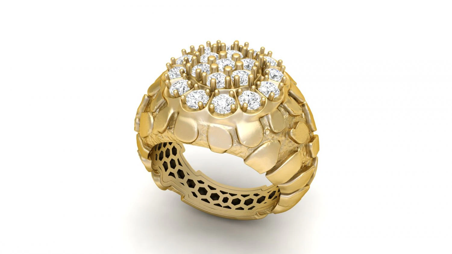 Gents diamond nugget ring 12 3D Print Model .c4d .max .obj .3ds .fbx .stl .blend