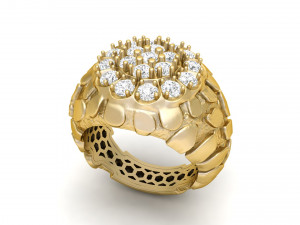 Gents diamond nugget ring 12 Modèles 3D en vedette