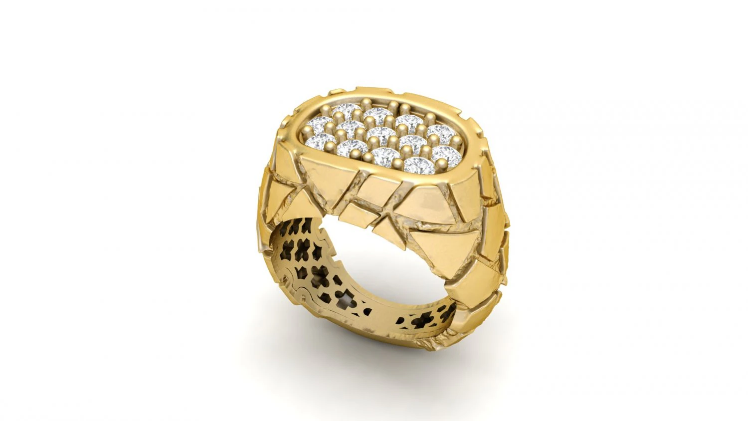 gents diamond nugget ring 13 3D Print Model .c4d .max .obj .3ds .fbx .stl .blend