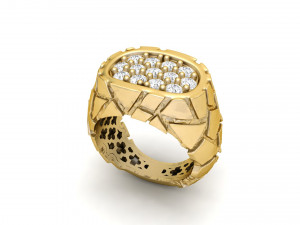 gents diamond nugget ring 13 3D Print Model