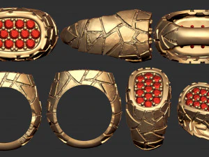 gents diamond nugget ring 13 3D Print Model