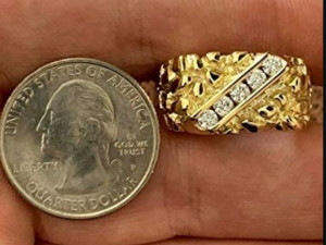 gents diamond nugget ring 23 3D Baskı Modeli