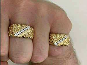 gents diamond nugget ring 23 3D Baskı Modeli