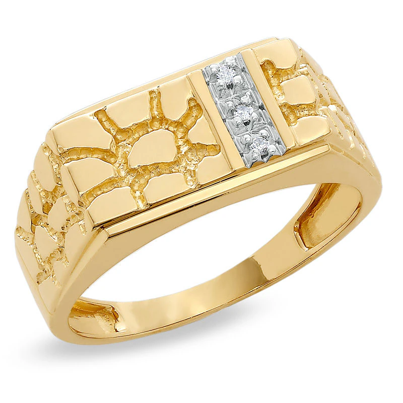 gents diamond nugget ring 24 3D Print Model .c4d .max .obj .3ds .fbx .stl .blend