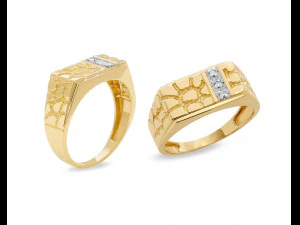 gents diamond nugget ring 24 3D Print Model