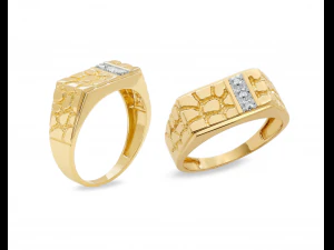 gents diamond nugget ring 24 3D Print Model