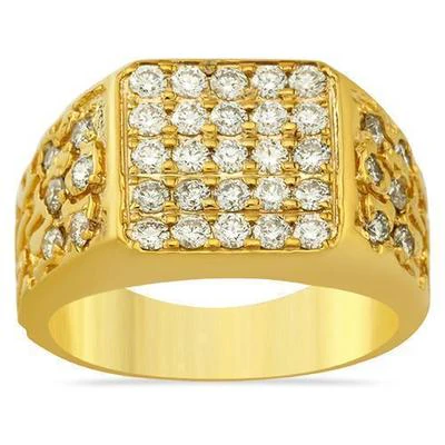 gents diamond nugget ring 26 3D Print Model .c4d .max .obj .3ds .fbx .stl .blend