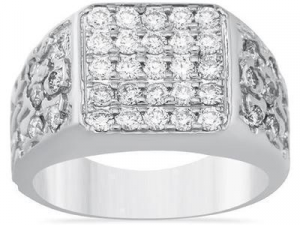 gents diamond nugget ring 26 Model do druku 3D