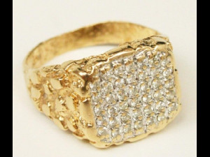 gents diamond nugget ring 27 Model do druku 3D