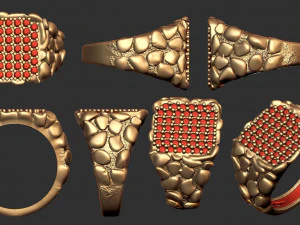 gents diamond nugget ring 27 3D Print Model