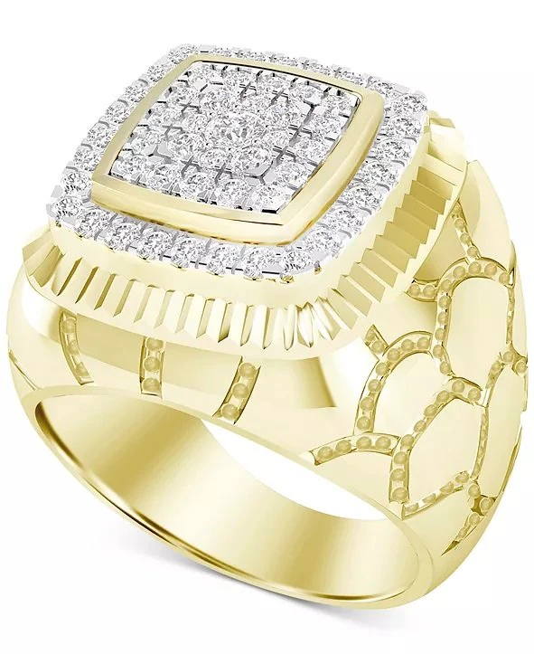 gents diamond nugget ring 28 3D Print Model .c4d .max .obj .3ds .fbx .stl .blend