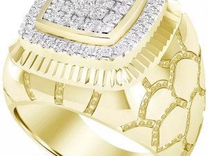 gents diamond nugget ring 28 3Dプリントモデル
