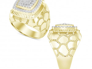 gents diamond nugget ring 28 Model do druku 3D