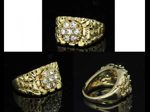gents diamond nugget ring 29 3D Print Model