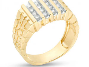 gents diamond nugget ring 30 3D Print Model