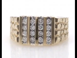 gents diamond nugget ring 30 3D Print Model