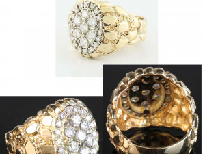 gents diamond nugget ring 31 3D Print Model