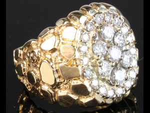 gents diamond nugget ring 31 Modelo de Impressão 3D