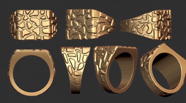 plain gold nugget ring 3D Print Model .c4d .max .obj .3ds .fbx .stl .blend 