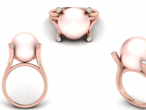 pearl diamond engagement ring 3D Baskı Modeli