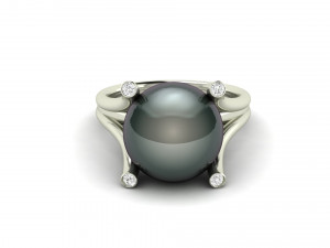 pearl diamond engagement ring 3D Baskı Modeli