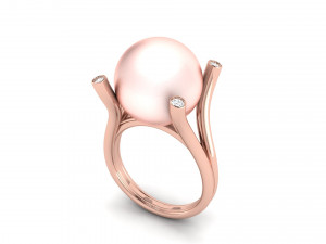pearl diamond engagement ring 3D Baskı Modeli